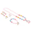 Collana orecchini set per bambini kit braccialetto per bambini gioielli per ragazze piccolo cartone animato