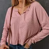 Blouses pour femmes Bienvenue Sophistiqué Vintage Arrivées Femmes Vêtements Printemps Couleur Unie Col Plat Mince Tricoté Col Rond Haut À Manches Longues