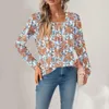 Chemisiers Femme Dames Hauts Pull Automne Col Carré Chemises Plissées Jacquard Floral À Manches Longues Haut Ample Pour Les Femmes Ropa De Mujer