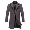 Trenchs pour hommes Manteau en laine Veste longue en coton Coupe-vent décontracté Manteau à revers à simple boutonnage Plus Taille Mode Mélange de laine Couleur