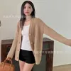Designer Women's Sweaters P family V-neck knitted wool cardigan thick needle jacket loose and lazy style women's top model 3OVY