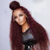 Brazilian 99J Burgundy 13x4 Deep Curly Lace Frontal Wig Red Colored HD Deep Wave Simulation Human Hair Wigs 360 Full Synthetic Lace Front Wigs for Women