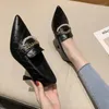 Dress Shoes FHANCHU 2024 Women Pumps Fashion Pearls Chain High Heels Pointed Toe Slip On Korea Style Black Beige Dropship
