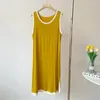 Casual Dresses Sleeveless Mid-Length Dress Contrast Color Plus Size Women's Tank Top Loose Sleepdress Side Slit Nightdress