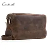 CONTACT'S crazy horse cow leather cosmetic bag for men travel toiletry bag large capacity wash bags man's make up bags organizer 240116