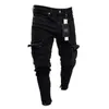 Moda Uomo Slim Fit Urban Gamba Dritta Pantaloni Neri Denim Casual Matita Jogger Pantaloni Cargo S-3XL 240117