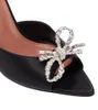 2024 Summer Aminas Luxury Muaddis Rosie Sandals Shoes For Women Crystal-Bow Satin Lady Peep Toe Mules Party Wedding Dress Elegant Slippery