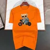 T-shirty męskie motocykl Teddy Bear Print Summer Luksusowa marka Kobieta kreskówka Wysoko jakościowa moda swobodna koszulka męska S-7xl T240117