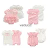 Set Lawadka principessa bambina bodysuits body in stile estivo per bidoni in pizzo neonato 1 ° compleanno abiti da festa gemelli H240508