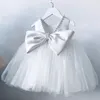 Enfant en bas âge filles 1er anniversaire vêtements dos nu arc mignon bébé robe de baptême enfants fête de mariage robe de princesse élégante pour les filles robe 240116