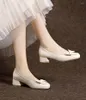 Scarpe eleganti con fiocco bianco carino kawaii tacchi quadrati per donna 2024 calzature estive da donna punta stile coreano sconto Beau oggi Y2k A