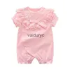 Pullover Cotton Baby Girl Romper Bow koronki nowonarodzone rompers dziewczęta księżniczka impreza nowo narodzona ubrania dla niemowląt Pierwsze urodziny Baby kombinezon H240508