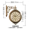 Horloges murales Européenne Luxe Double Face Horloge Unique Salon Montre Chinoise Grand Vintgae Calme Cuisine Romaine Cadeau