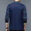 Spring Mens Long Sleeve POLO Shirt Plush Thickened Solid Color Turndown Collar Plaid Button Fashion Casual Tops 240117