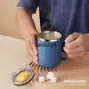 Tumblers Thermos Cup 304 뚜껑 손잡이가있는 스테인레스 스틸 커피 컵 열병 커피 우유 컵 탈착식 세척 가능한 차 커피 G Giftvaiduryd