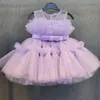 Baby Girls Tulle Princess Dress Flower Elegant 1st Dop Birthday Party Ball Gown ärmlösa barn Bröllopskväll Formell klänning 240116