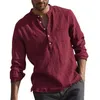Chemises en lin uni pour hommes, couleur unie, décontractées, amples, tendance, manches longues, surdimensionnées, élégantes, à la mode, 240117