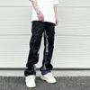 Vintage Hip Hop Splash Ink Wide Jeans Y2k Distressed Colorblock Denim Jean avec imprimé Graffiti Flare Denim Pantalon Hommes Jambe Large 240117