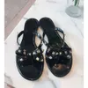 Women Designers Luxurys Sandals Rivet Brand Bow Knot Flat Slippers Sandal Studded Girl Jelly Platform Slides Lady Flip Flop