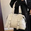 Evening Bags Women's Beige Commuter Shoulder Bag Vintage Large Ladies School Supplies Crossbody Quality Pu Leather Female Roomy Handbag