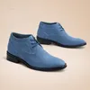 Scarpe eleganti con rialzo interno invisibile per uomo Design Scarpe da lavoro con rialzo in pelle blu opaco da 7 cm Scarpe da uomo autentiche