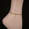 Anfangsbuchstaben ankettieren für Frauen 14k Gelbgold Figaro Ketten Herz -Knöchel Armband Frau Casual Beach Schmuck 2024