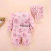 Jersey recién nacido bebé mameluco grueso invierno ropa cálida ropa de carril de carril de cumpleaños+sombreros juegos de ropa para bebés monstruos infantiles princesa estilo H240508