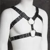 Bras Sets Gay Rave Harness Sexy Men Lingerie Gothic Punk Belt Faux Leather Caged Body Chest Muscle With Metal O Rings