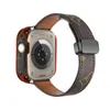 Mode magneet vouwgesp lederen band met horlogekast voor Apple Watch Ultra 2 1 49 mm 45 mm 44 mm 41 mm 40 mm 42 mm horlogeband iwatch Series 9 8 7 6 SE 5