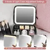 Makeup Bag with Light Up Mirror 3 Color Light Led Lighted Makeup Case Pu Leather Make Up Travelling Organizer Bag Makeup Fall 240116