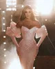 Shiny Mermaid Evening Dresses Strapless Prom Gowns Sequins Pearl Glitter Sleeveless Formal Occasion Party Dresses Custom Made