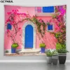 Paysage grande tapisserie Ltaly Rural petite ville rue Style rétro fond décor Hippie tenture murale tapisseries chambre couverture 240117