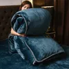 3pc/4pcの寝具セット冬の厚いベルベット布団カバーを保持する暖かいベッドシート両面ぬいぐるみ枕カバーフラットベッド240117