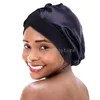 Kvinnor korsar pannband Satin Bonnet Solid Color Nightcap Fashion Simple Lady Hair Care Cap Beauty Hat SleepCap Hair Accessories