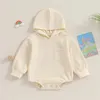 Rompers Born Baby Boys Girls Hooded Romper Wnter Autumn Long Sleeve Chest Pocket Bodysuit Toddler Playsuit Outfits 0-24 Months