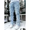 Men'S Jeans 2023Aaadd Mens Torn Pants Jeans Designers Jean Hombre Trousers Men Embroidery Work Ripped For Tren Motorcycle Pant Drop D Dhugu