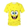 T-shirts pour hommes T-shirts pour hommes drôle jaune Bob T-shirt éponge famille impression 3D vêtements de sport dessin animé Uni sweat à capuche Cutmens livraison directe Ap Dha6K