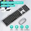 Teclados Combo de teclado y mouse inalámbricos Bluetooth recargables ultradelgados Tamaño completo Multidispositivo silencioso para Windows Mac OS iOS Android J240117