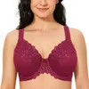 Sutiãs para mulheres plus size sutiã minimizador cobertura completa não acolchoado underwire floral bordado feminino c d e f g h i j 240116