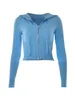 Dames Y2K cropped hoodie-trui met rits, casual gebreid sweatshirt met trekkoord, jas 240117