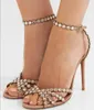 Perfekt festlig säsong Tequila läder kvinnors sandaler skor strappy design kristall utsmyckningar lady gladiato hög klackar fest bröllopsklänning eu35-43
