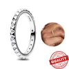 Anelli a grappolo Anello semplice in argento sterling ME Anello piramidale Cubic Zirconia Eternity Band per donna 3 colori 925 Diamante