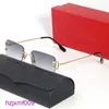 80BF Sonnenbrille Carti Designer Galsses Herren Luxus Frauen C Dekor Brillengestell Bügel Metall Rahmenlos Rechteckige Sonnenschutzbrillen Optische S