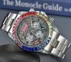 Popular Colorful Diamonds Ring Sky Skarry Calle Regardez les hommes de la batterie de quartz chronographe complet Full Functional Stop-Tatch Limited Edition Master Day Date Watch Gifts