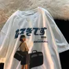 Hip Hop Streetwear Y2K Camiseta Menina Japonês Kanji Impressão Oversized Camiseta Harajuku Verão Mens Manga Curta de Algodão Tops 240116