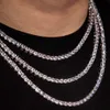 Qianjian Hip Hop Style 3Mm 4Mm 5Mm S Sier 14K 10K 12K Gold Moissanite Necklace Tennis Rope Chain