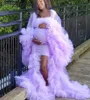 Schicke lila Illusion Mutterschaft Tüll Po Shoot Robe billige schwangere Frau abgestufte Rüschen Kleid Braut Party Geburtstag Kleider7030270