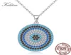 Kaletine 925 Sterling Silver Netclaces Turkish Big Blue Stone Evil Earn Round Round Houndant Women039S Necklace Personalized Men المجلة 9751794