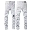 Men's Jeans Purple Brand Jeans American High Street White Paint Distressed 9021