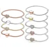 Rose Or Argent Moments Pave Coeur Fermoir Serpent Chaîne 925 Sterling Bracelet Bracelet Fit Mode Perle Charme Bijoux À Bricoler Soi-Même 240116